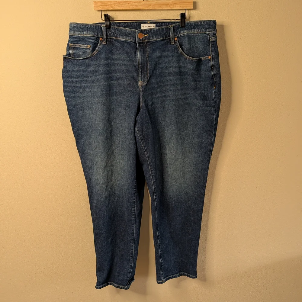 Lane Bryant Womens Mid-Rise Boyfriend Jeans Size 20 Dark Wash Denim - Picture 1 of 6